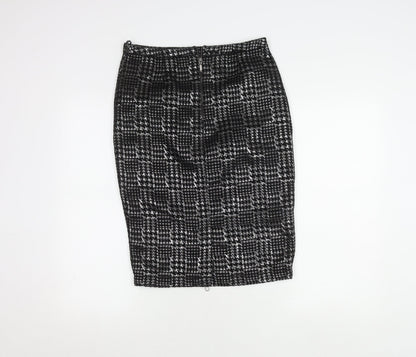 M&Co Women's Black Check Pencil Skirt Size 10