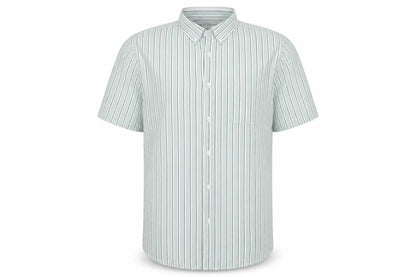 Marks and Spencer Men's Green Striped Shirt M