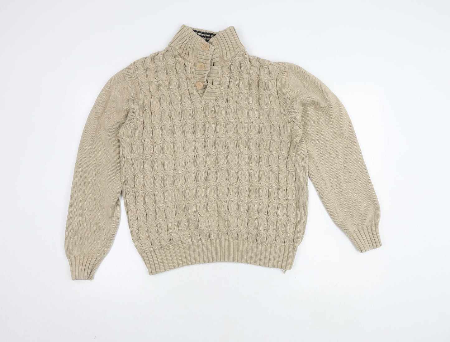 Womens UK Size XL John Lewis Beige Henley Jumper