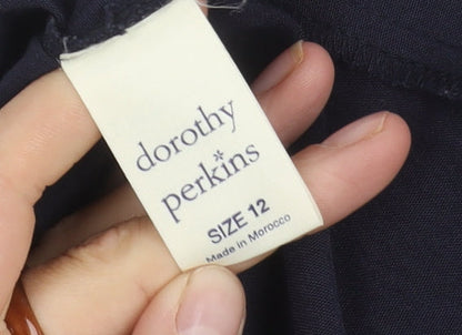 Womens UK Size 12 Dorothy Perkins Black Basic Button-Up