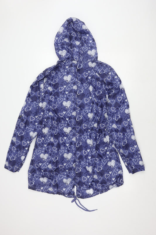 RAINY DAYS Women's Blue Heart Rain Coat - M, Lightweight, Hooded