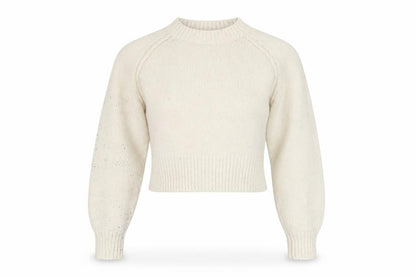 ZARA Women's Ivory Knit Pullover Jumper, Size S, Raglan Sleeve