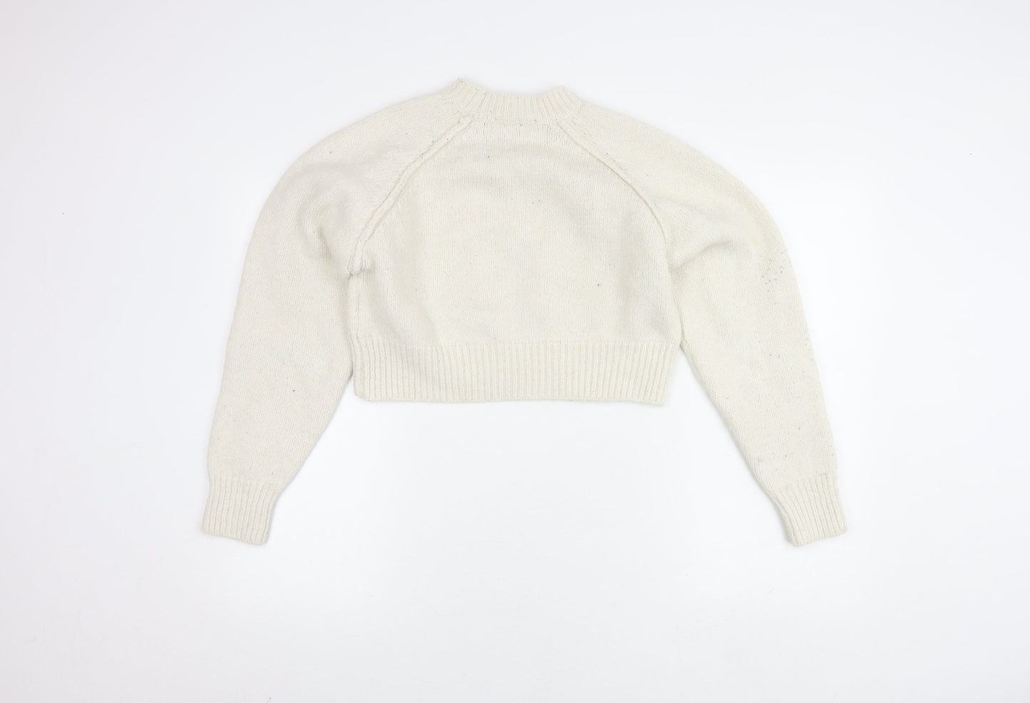 ZARA Women's Ivory Knit Pullover Jumper, Size S, Raglan Sleeve