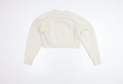 ZARA Women's Ivory Knit Pullover Jumper, Size S, Raglan Sleeve