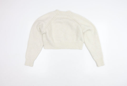 ZARA Women's Ivory Knit Pullover Jumper, Size S, Raglan Sleeve
