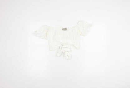 ASOS Women's White Off Shoulder Cropped Top, Size 12