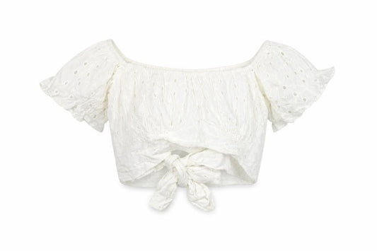 ASOS Women's White Off Shoulder Cropped Top, Size 12