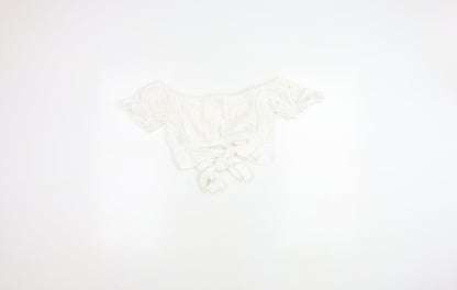 ASOS Women's White Off Shoulder Cropped Top, Size 12