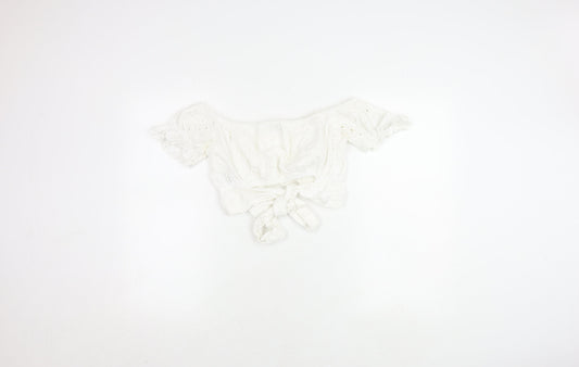 ASOS Women's White Off Shoulder Cropped Top, Size 12