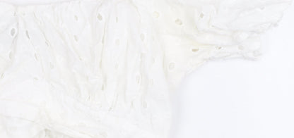 ASOS Women's White Off Shoulder Cropped Top, Size 12