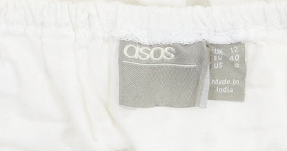 ASOS Women's White Off Shoulder Cropped Top, Size 12