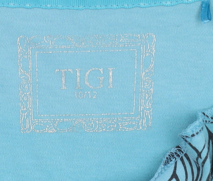 Womens UK Size 10 TIGI Blue Basic T-Shirt