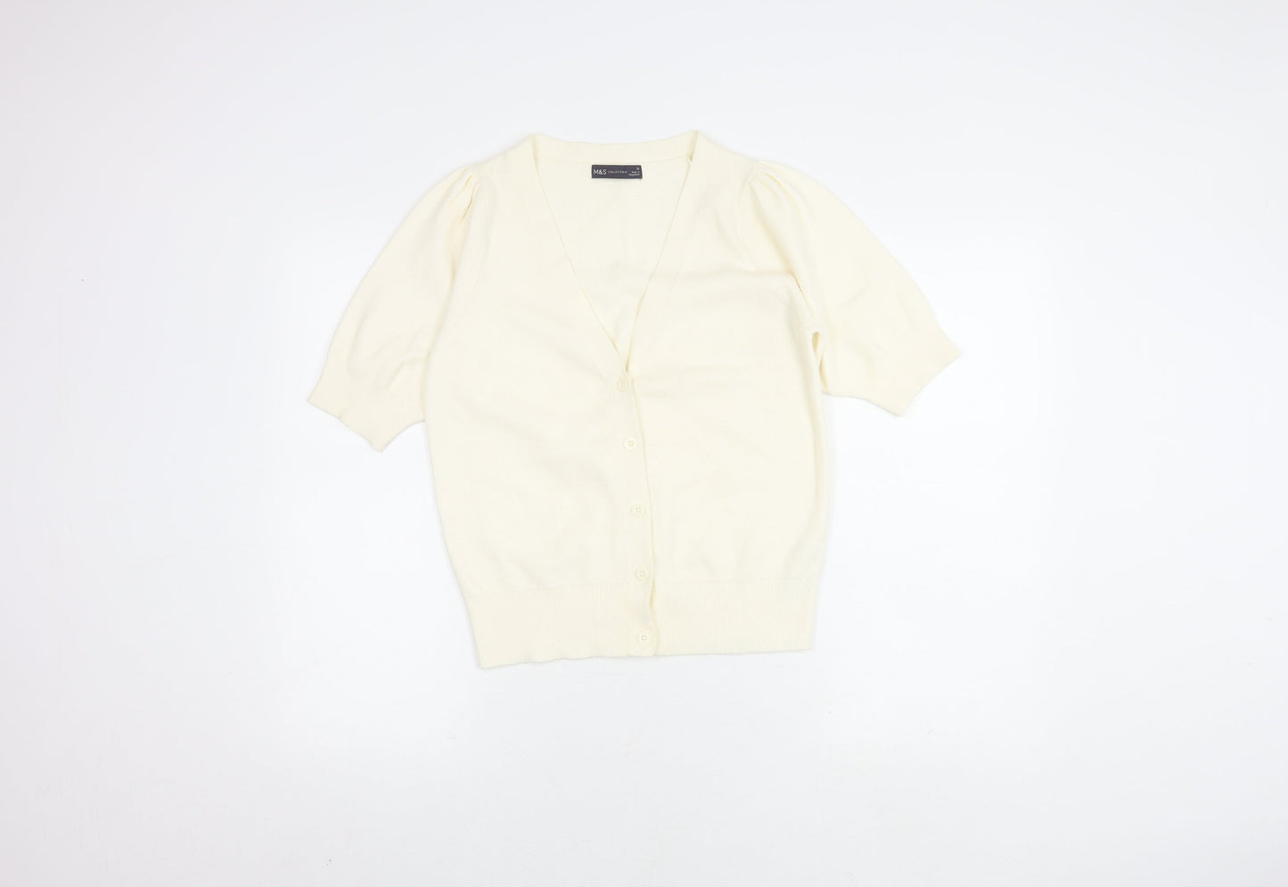 Womens UK Size 12 Marks and Spencer Ivory Basic Button-Up