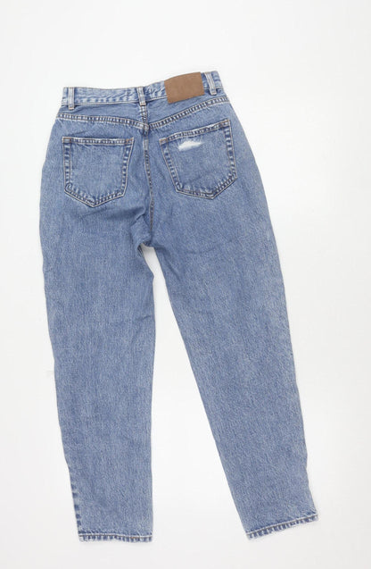 Pull & Bear Women's Blue Mom Jeans, Size 8, Distressed