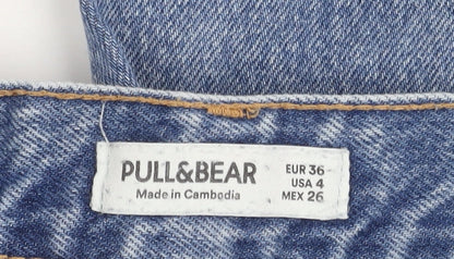 Pull & Bear Women's Blue Mom Jeans, Size 8, Distressed