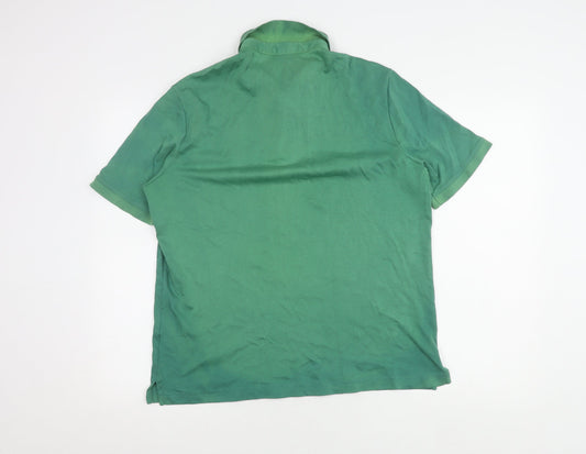 Lands' End Men's Green Polo Shirt - Medium, Short Sleeve