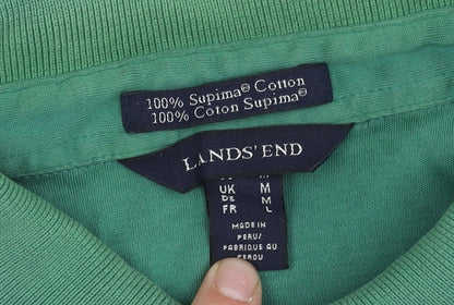 Lands' End Men's Green Polo Shirt - Medium, Short Sleeve