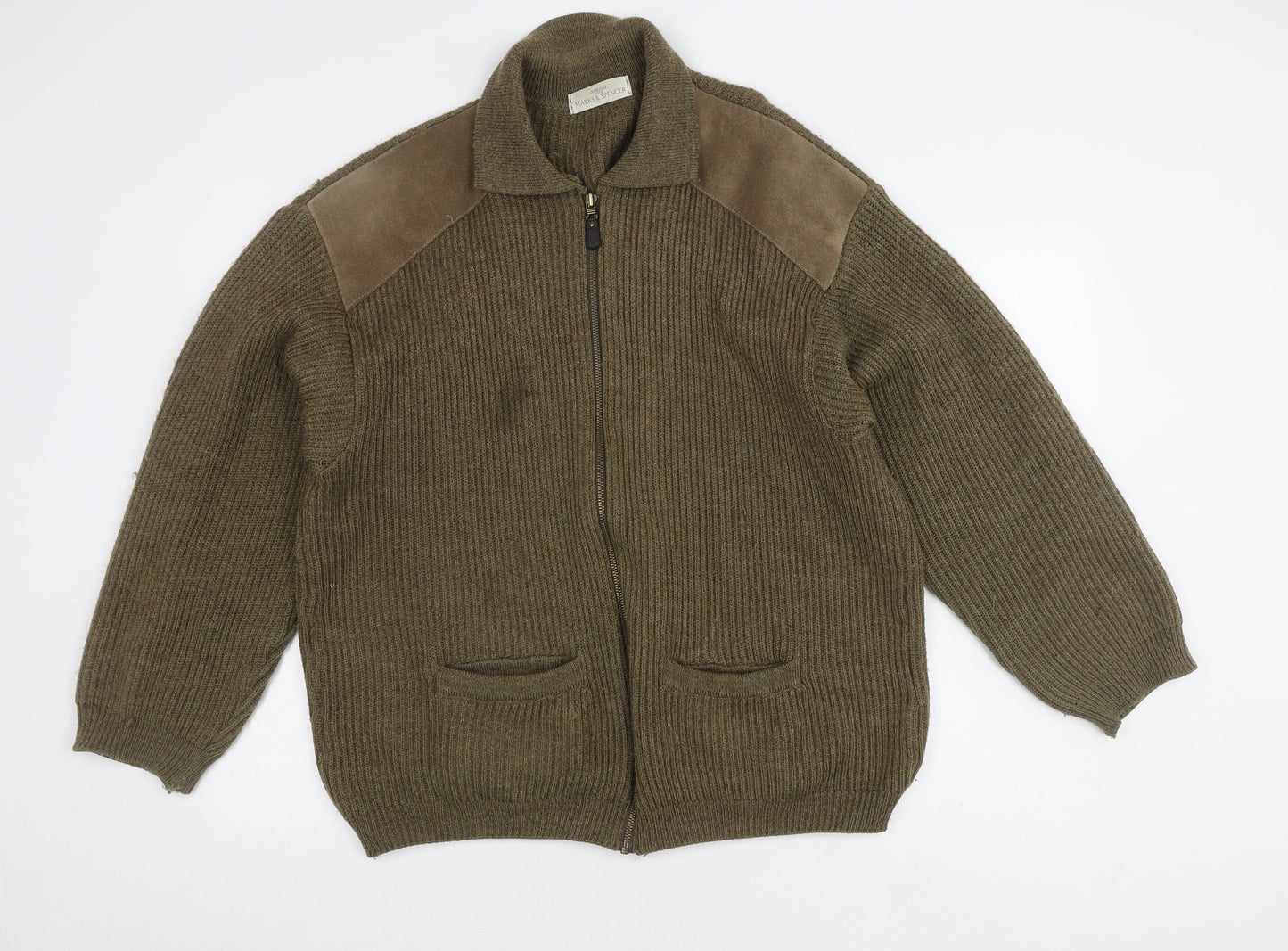 Marks and Spencer Men's L Brown Full Zip Jumper