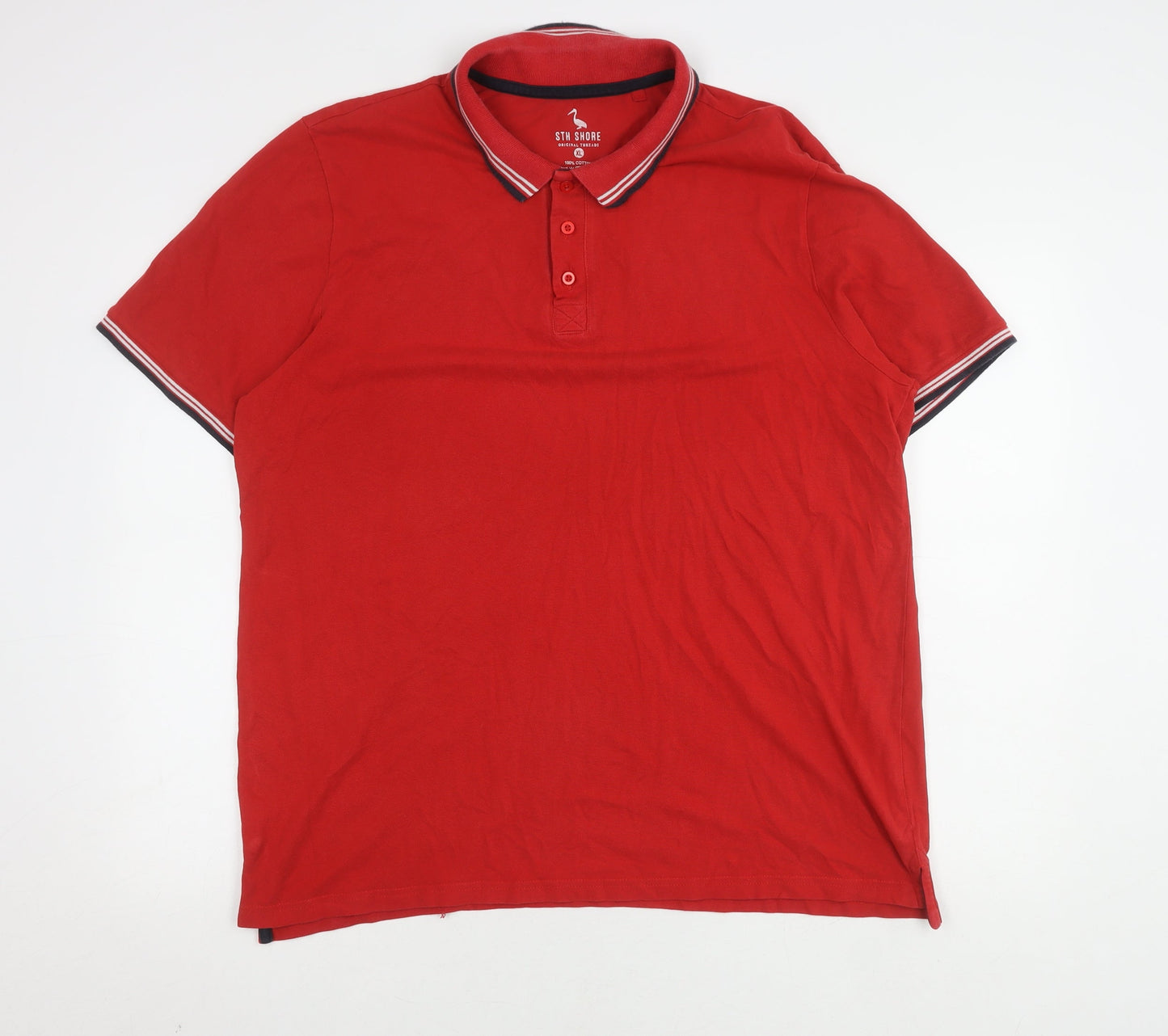 STH Shore Men's Red XL Polo Shirt Short Sleeve Cotton