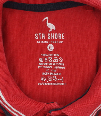 STH Shore Men's Red XL Polo Shirt Short Sleeve Cotton