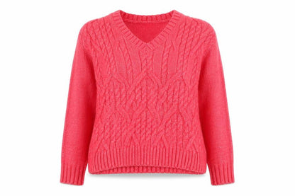 Marks and Spencer Women's Pink V-Neck Pullover Jumper M
