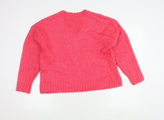 Marks and Spencer Women's Pink V-Neck Pullover Jumper M