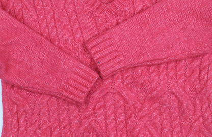 Marks and Spencer Women's Pink V-Neck Pullover Jumper M
