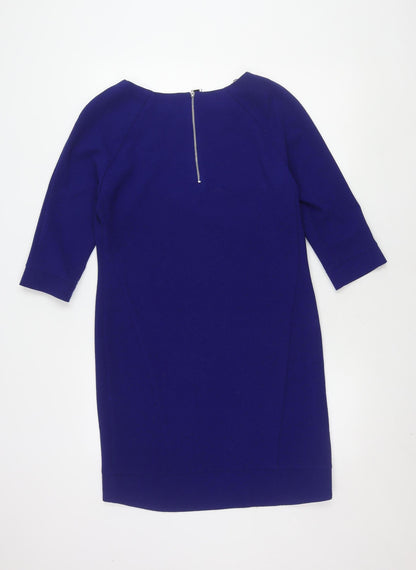 M&Co. Women's Blue Size 12 Knit 3/4 Sleeve Dress