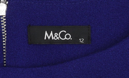 M&Co. Women's Blue Size 12 Knit 3/4 Sleeve Dress