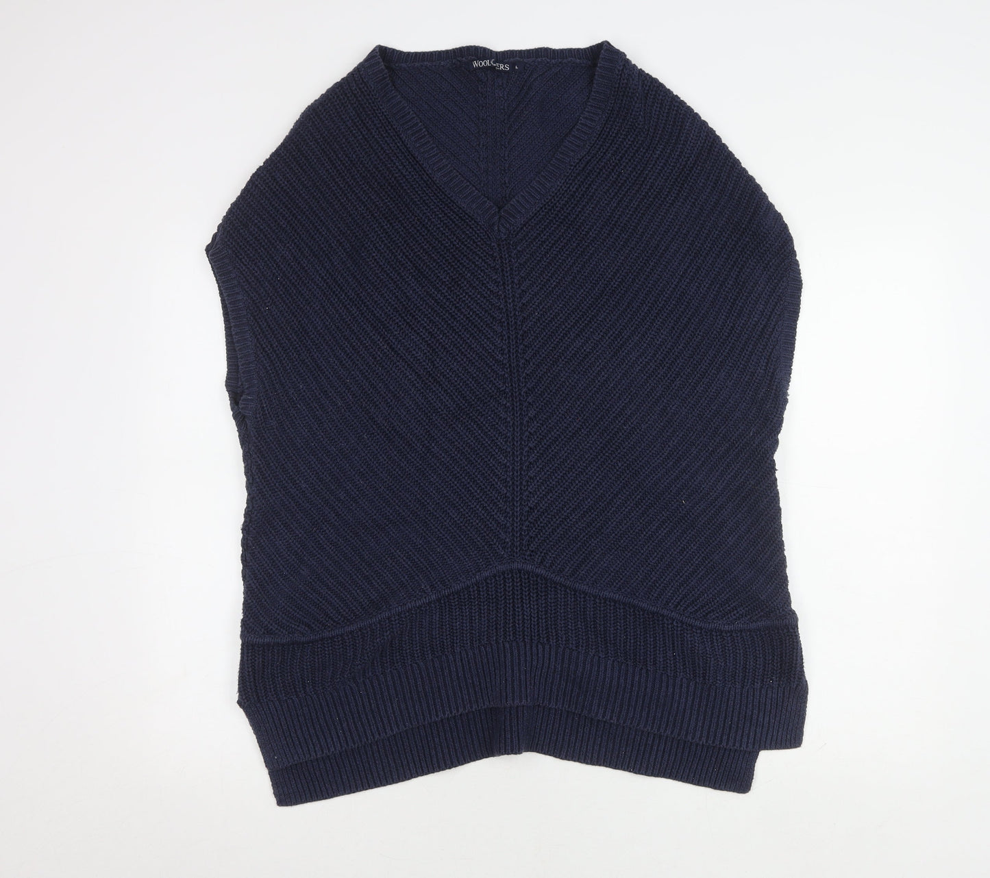 WoolOvers Men's Blue Wool V-Neck Vest - Large