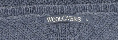 WoolOvers Men's Blue Wool V-Neck Vest - Large