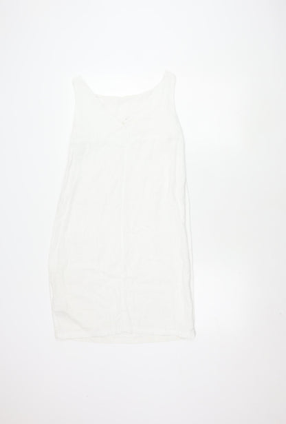 Next Petite White Linen Dress, Size 8, Sleeveless
