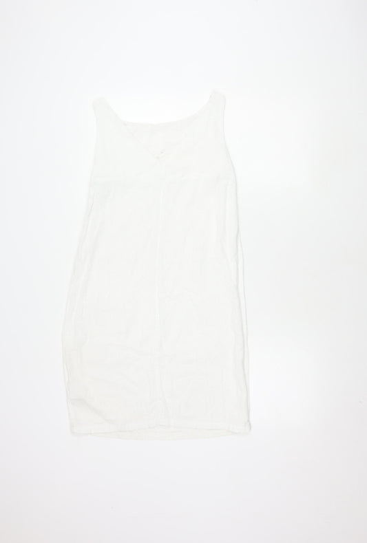 Next Petite White Linen Dress, Size 8, Sleeveless