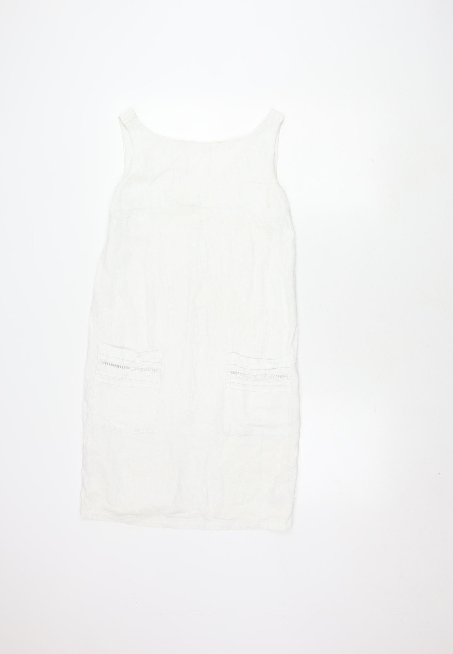 Next Petite White Linen Dress, Size 8, Sleeveless