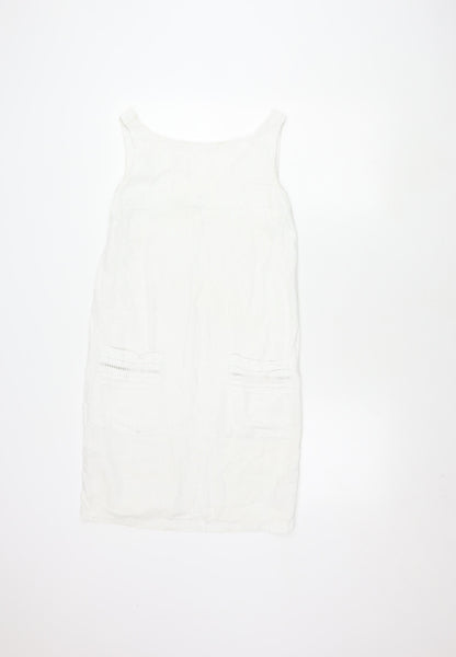 Next Petite White Linen Dress, Size 8, Sleeveless