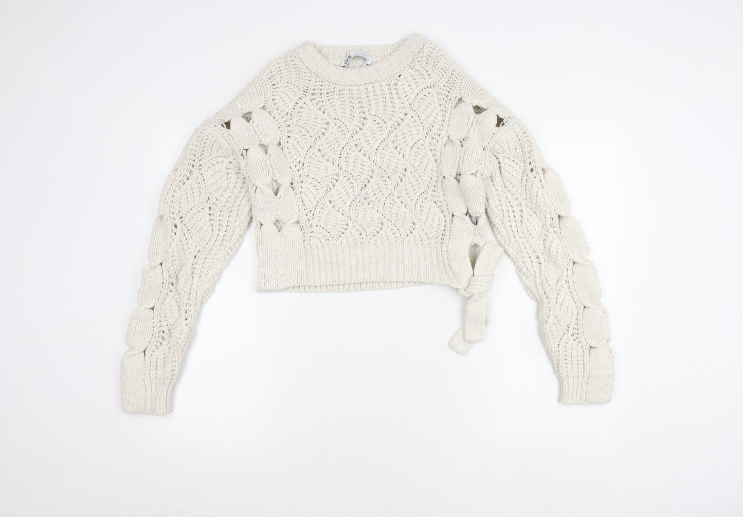 Womens UK Size S Zara Ivory Pullover Jumper