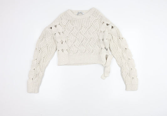 Womens UK Size S Zara Ivory Pullover Jumper