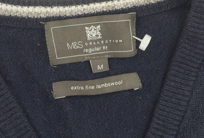 Marks and Spencer Men's Blue Wool Pullover Jumper M