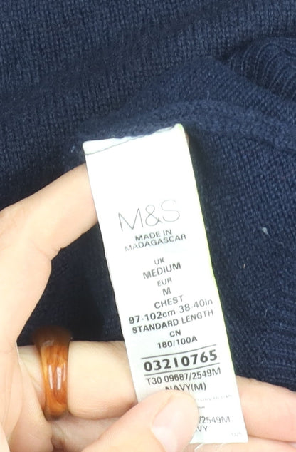 Marks and Spencer Men's Blue Wool Pullover Jumper M