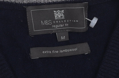 Marks and Spencer Men's Blue Wool Pullover Jumper M