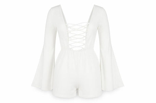 Womens UK Size 8 Boohoo One-Piece White Playsuit