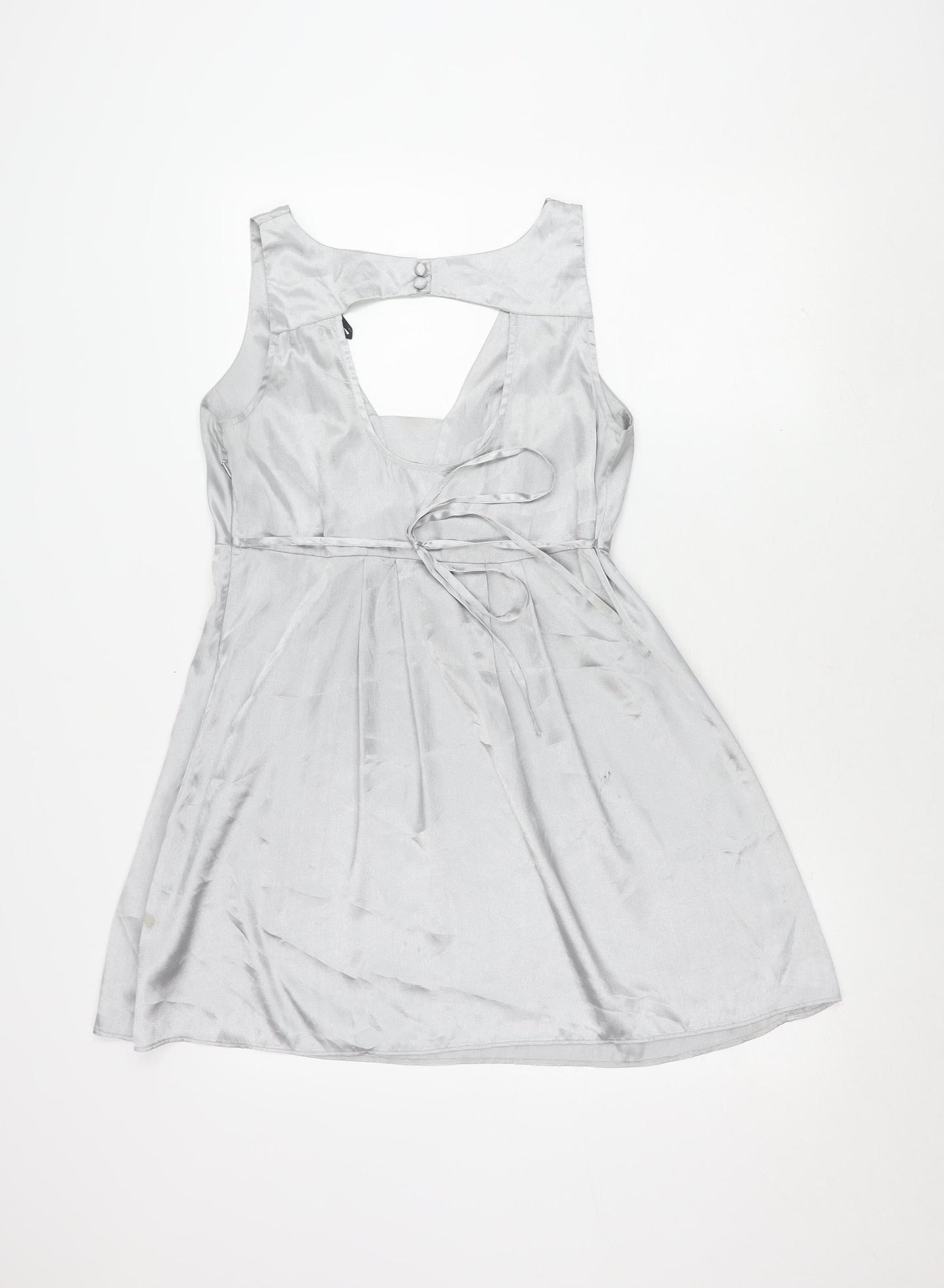Dorothy Perkins Women's Silver Sleeveless Dress Size 12