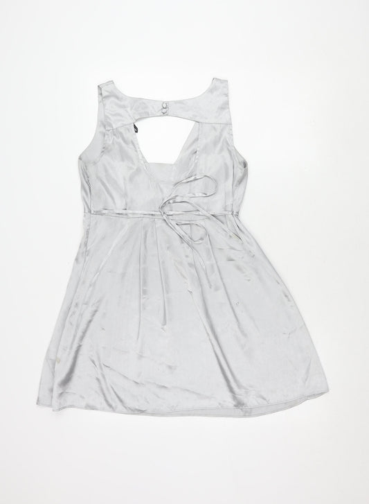 Dorothy Perkins Women's Silver Sleeveless Dress Size 12