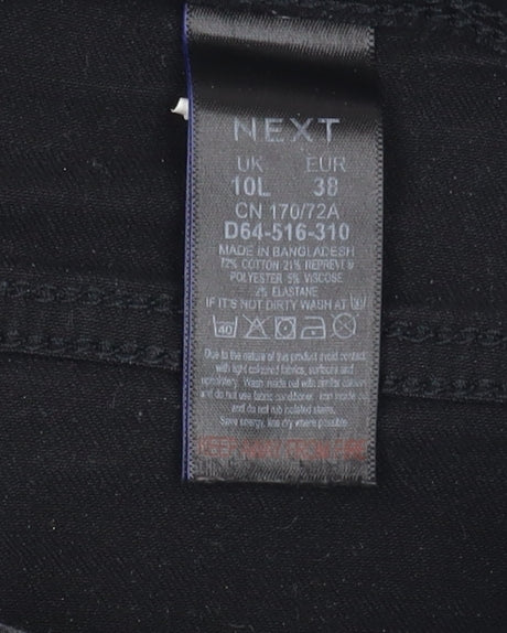 Next Women's Black Skinny Jeans - 10L, High Rise, Stretch