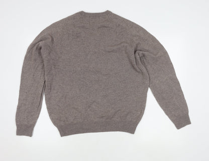 Marks and Spencer Grey Wool V-Neck Men's Pullover L