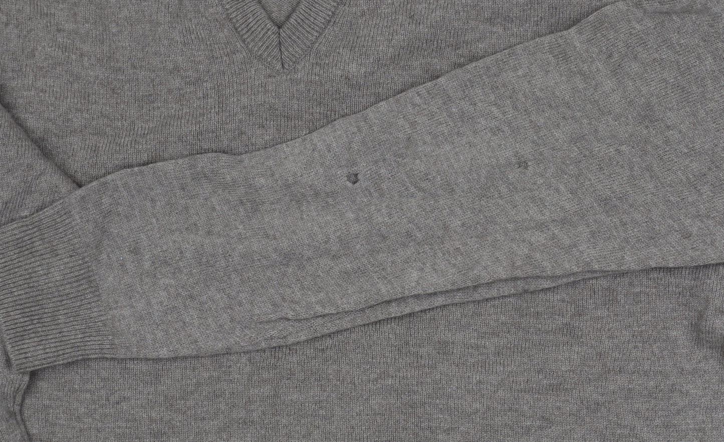 Marks and Spencer Grey Wool V-Neck Men's Pullover L