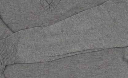 Marks and Spencer Grey Wool V-Neck Men's Pullover L