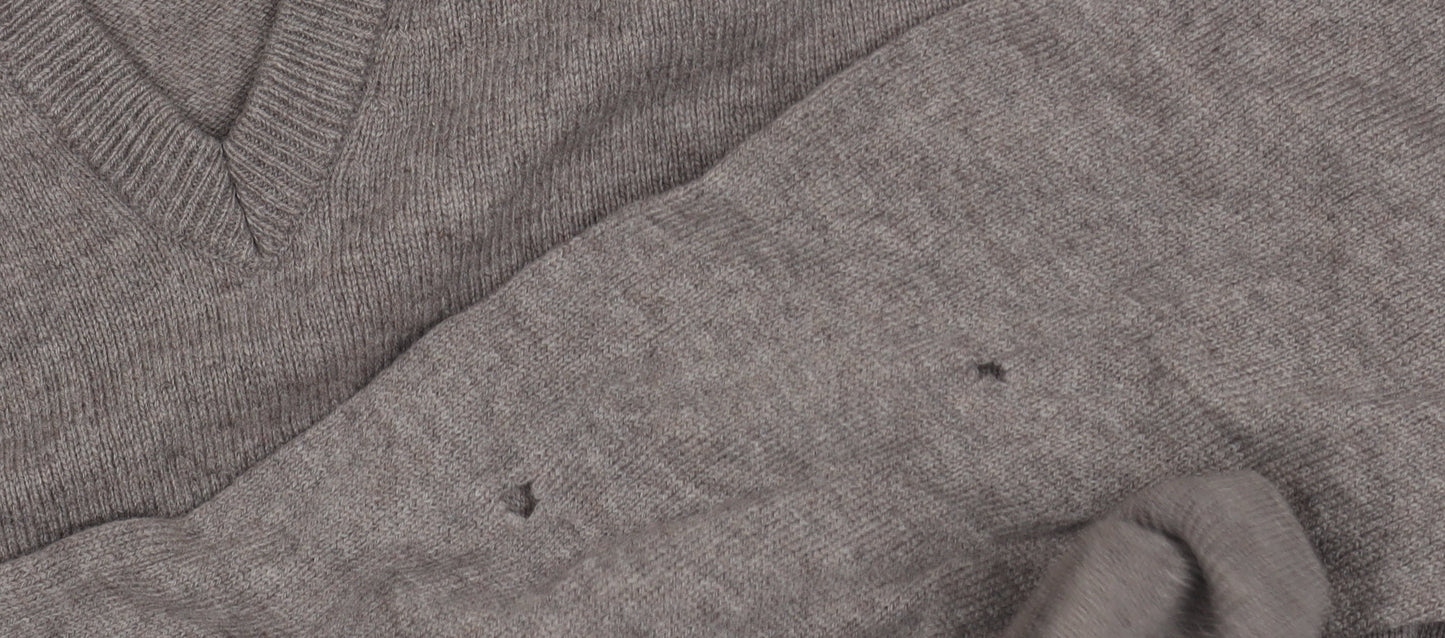 Marks and Spencer Grey Wool V-Neck Men's Pullover L