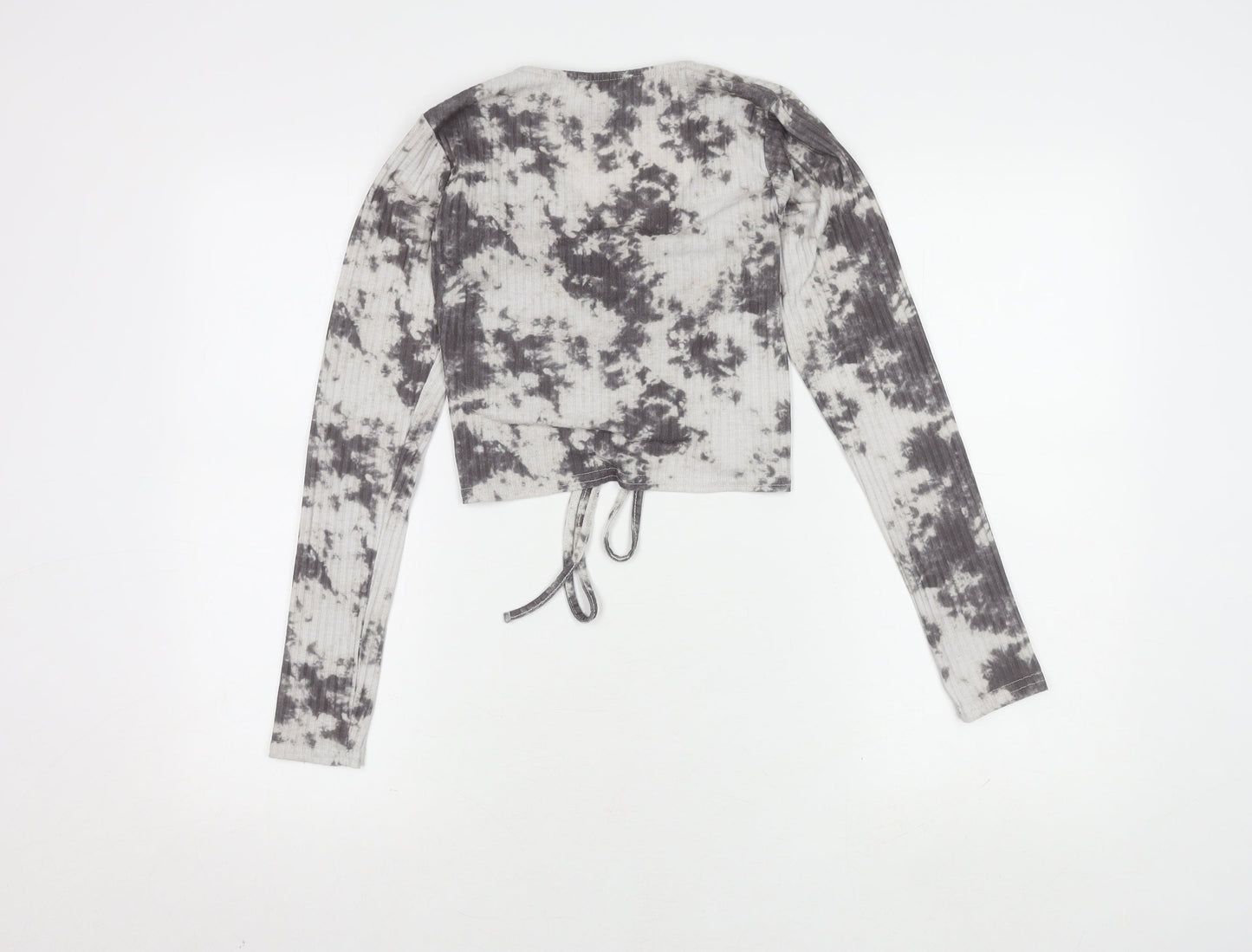 New Look Grey Tie-Dye Cropped Top Size 10 Petite