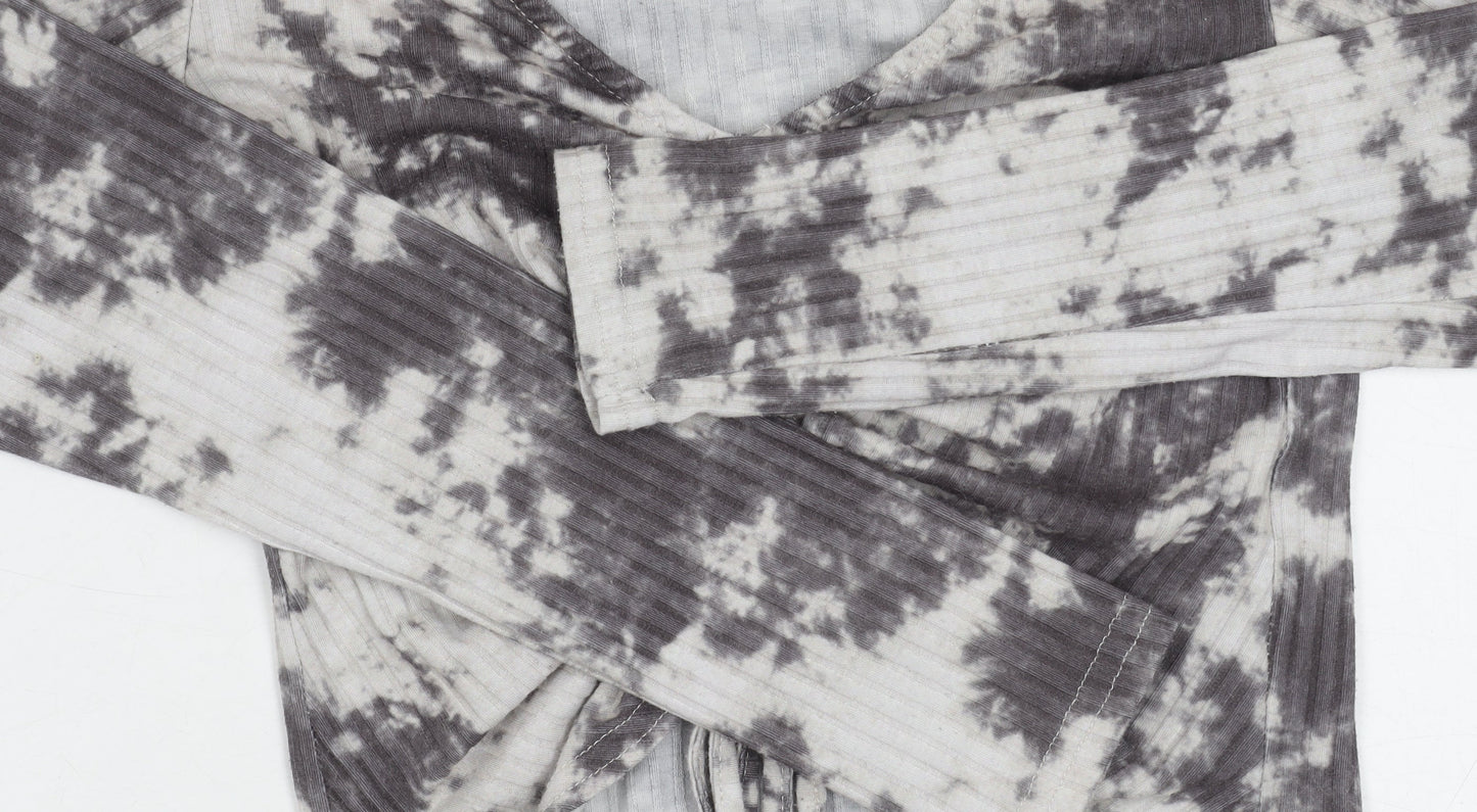 New Look Grey Tie-Dye Cropped Top Size 10 Petite